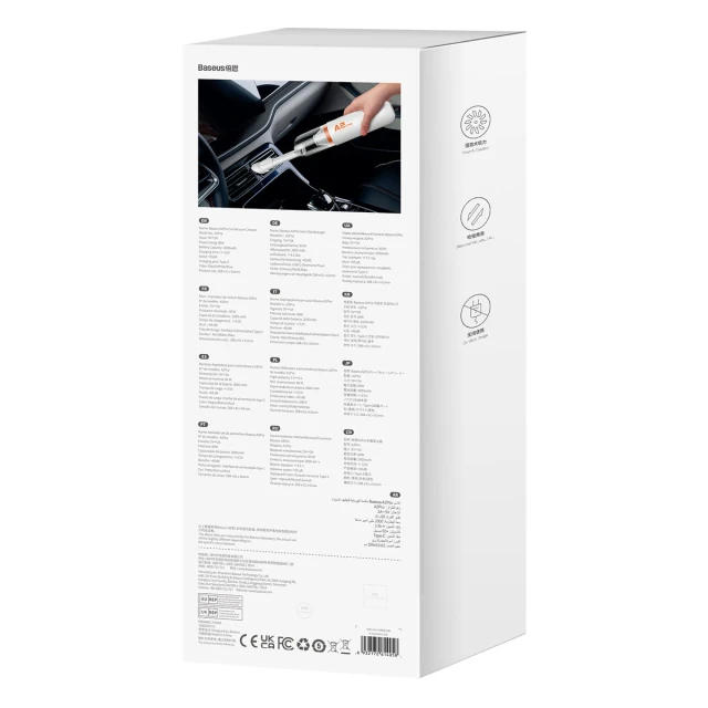 Автомобільний пилосос Baseus A2Pro 6000Pa 80W with 2x Vacuum Cleaner Nozzle/1x Charging Cable White (VCAQ040002)