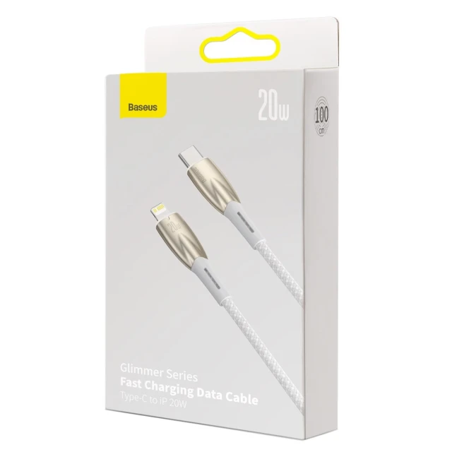 Кабель Baseus Glimmer Series Fast Charge USB-C to Lightning 1m White (CADH000002)