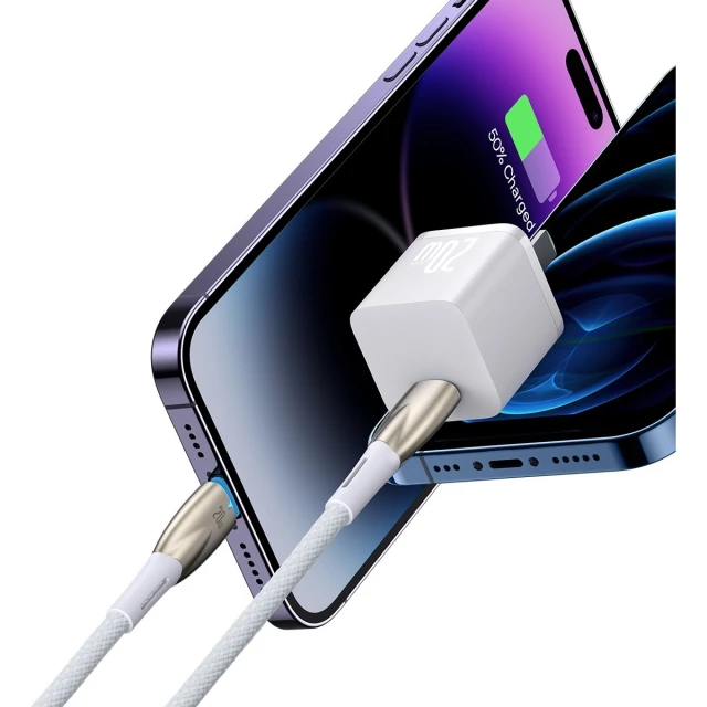 Кабель Baseus Glimmer Series Fast Charge USB-C to Lightning 1m White (CADH000002)