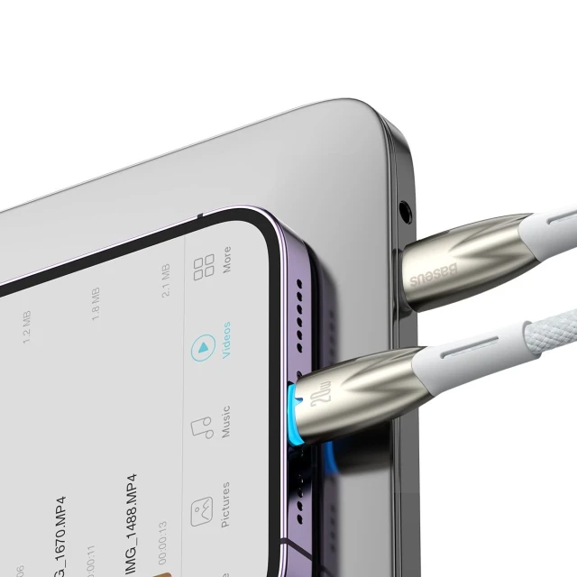 Кабель Baseus Glimmer Series Fast Charge USB-C to Lightning 1m White (CADH000002)