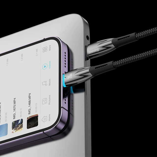 Кабель Baseus Glimmer Series Fast Charge USB-C to Lightning 2m Black (CADH000101)