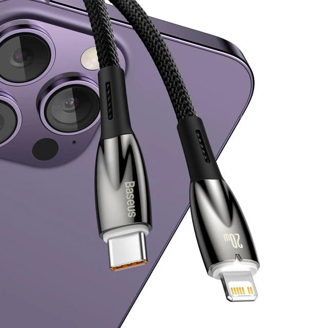 Кабель Baseus Glimmer Series Fast Charge USB-C to Lightning 2m Black (CADH000101)