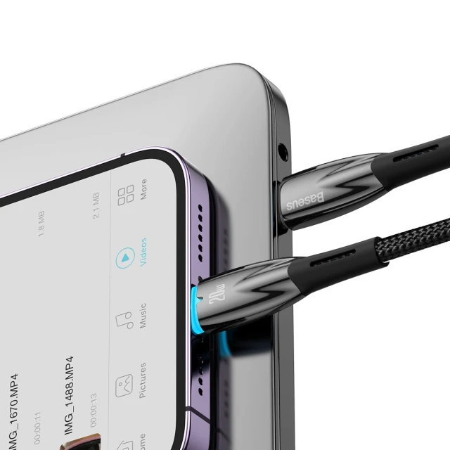 Кабель Baseus Glimmer Series Fast Charge USB-C to Lightning 2m Black (CADH000101)