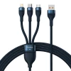 Кабель Baseus Flash Series II 3-in-1 Fast Charging USB-A to USB-C/Lightning/microUSB 66W 1.2m Blue (CASS040003)