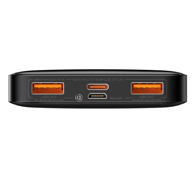 Портативний зарядний пристрій Baseus Bipow Fast Charging 10000 mAh 20W with USB-A to Micro-USB 0.25m Cable Black (PPBD050301)