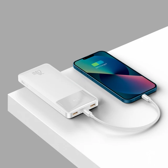 Портативний зарядний пристрій Baseus Bipow Fast Charging 10000 mAh 20W with USB-A to Micro-USB 0.25m Cable White (PPBD050502)
