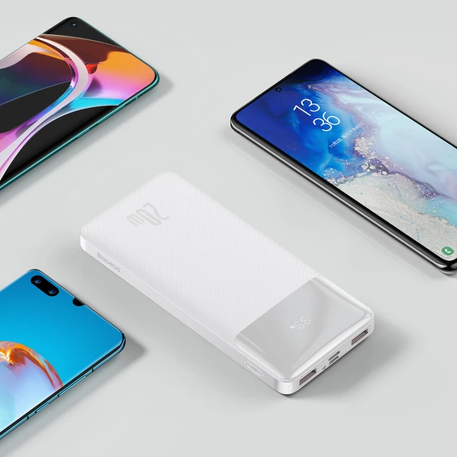 Портативний зарядний пристрій Baseus Bipow Fast Charging 10000 mAh 20W with USB-A to Micro-USB 0.25m Cable White (PPBD050502)