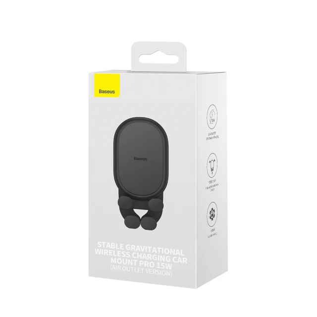 Автотримач з функцією бездротової зарядки Baseus Air Vent 15W Black (SUWX030001)