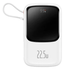 Портативний зарядний пристрій Baseus Qpow Digital Display Fast Charging 22.5W 10000mAh with USB-C Cable White (PPQD060102)