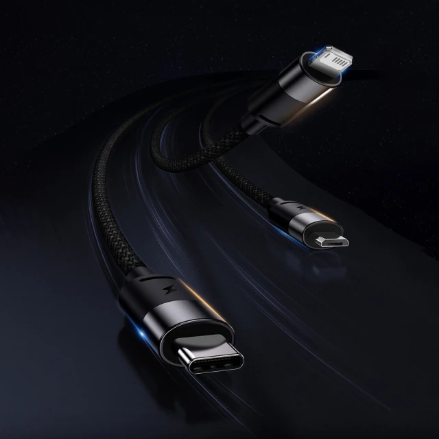 Кабель Baseus StarSpeed 3-in-1 USB-A to USB-C/Lightning/microUSB 1.2 m Black (CAXS000001)