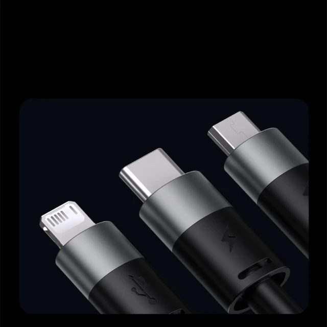 Кабель Baseus StarSpeed 3-in-1 USB-A to USB-C/Lightning/microUSB 1.2 m Black (CAXS000001)