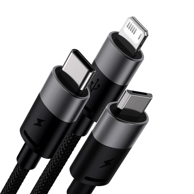 Кабель Baseus StarSpeed 3-in-1 USB-A to USB-C/Lightning/microUSB 1.2 m Black (CAXS000001)