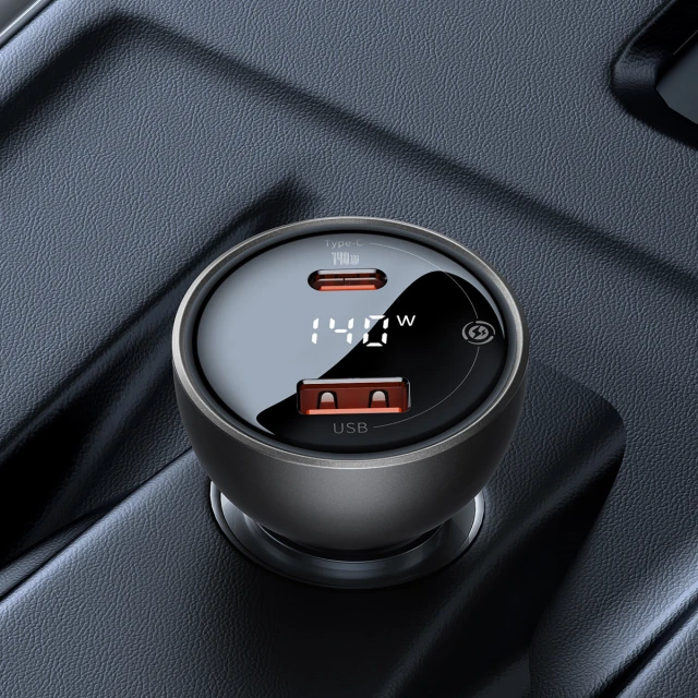 Автомобільний зарядний пристрій Baseus Digital Display Fast Charger USB-A/USB-C 140W with USB-C to USB-C Cable Black (CGZX070001)