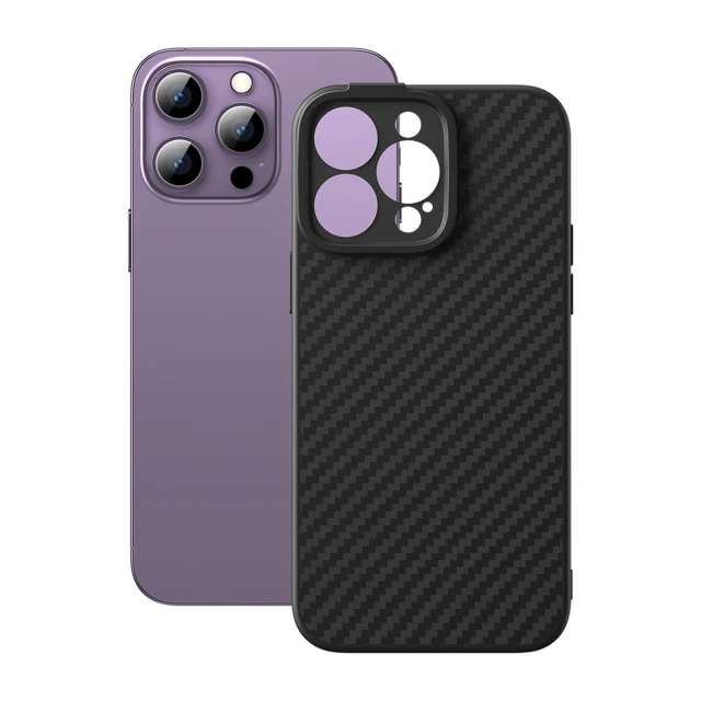 Чохол і захисне скло Baseus Synthetic Fiber для iPhone 14 Pro Max Black with MagSafe (ARQW000301)