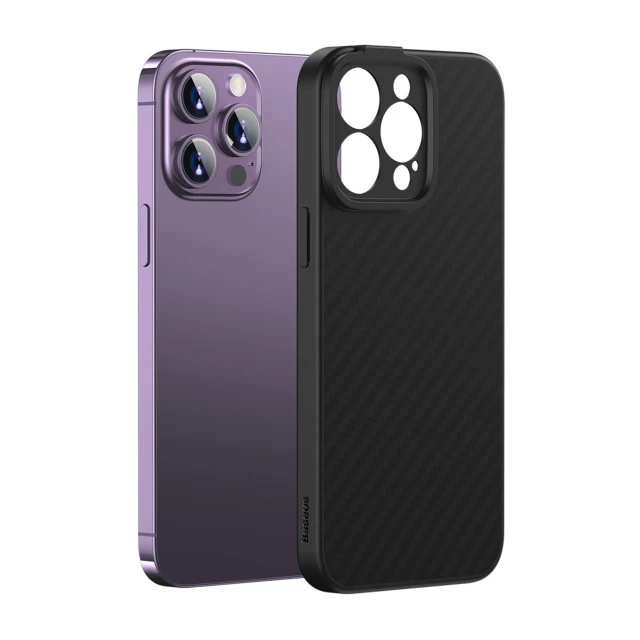 Чохол і захисне скло Baseus Synthetic Fiber для iPhone 14 Pro Max Black with MagSafe (ARQW000301)