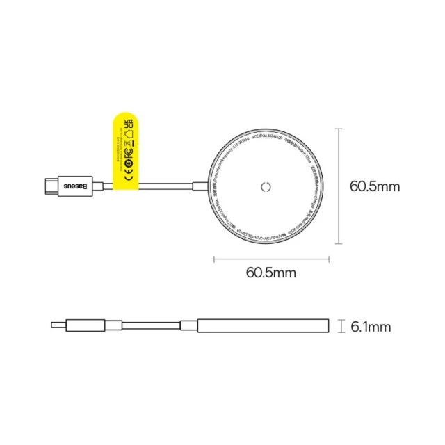 Бездротовий зарядний пристрій Baseus Simple Mini3 15W Blue with MagSafe (CCJJ040303)