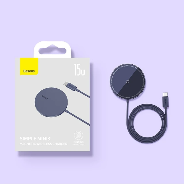 Бездротовий зарядний пристрій Baseus Simple Mini3 15W Blue with MagSafe (CCJJ040303)