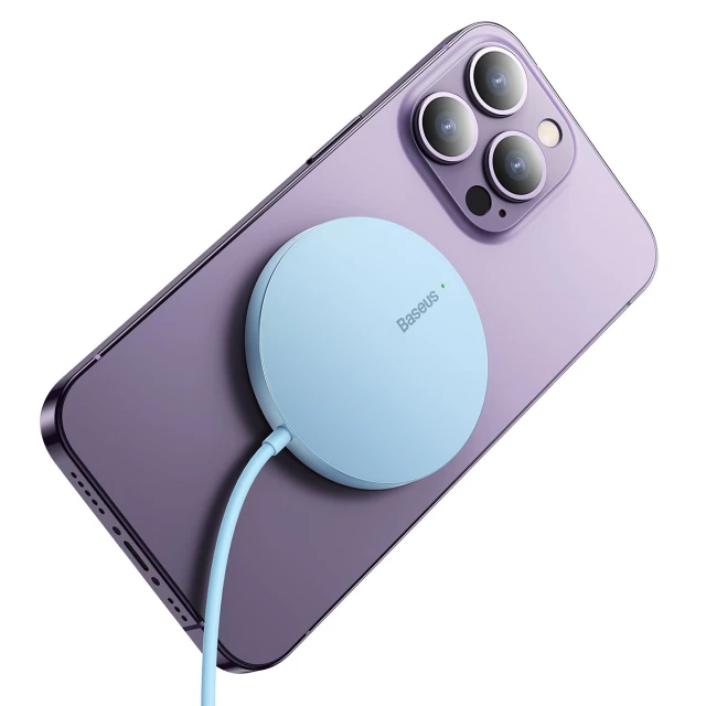 Бездротовий зарядний пристрій Baseus Simple Mini3 15W Blue with MagSafe (CCJJ040303)