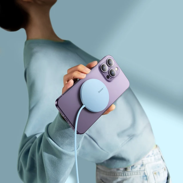 Бездротовий зарядний пристрій Baseus Simple Mini3 15W Blue with MagSafe (CCJJ040303)