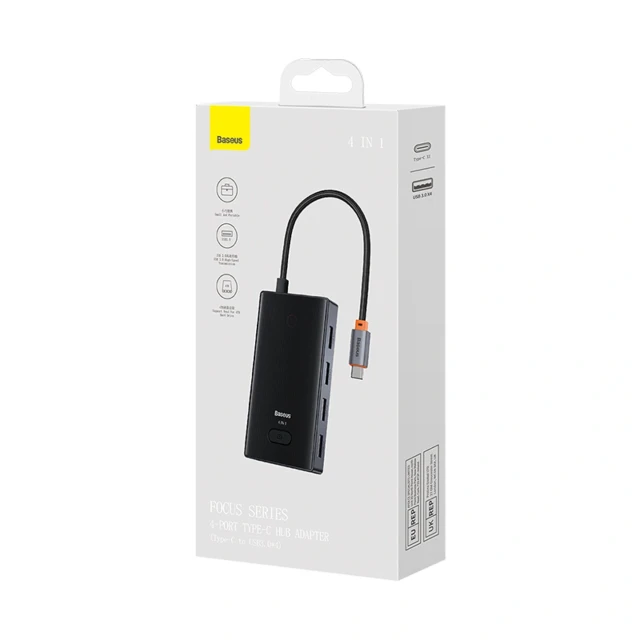 USB-C хаб Baseus PioneerJoy 4xUSB-A 3.0 сірий (6932172625955)