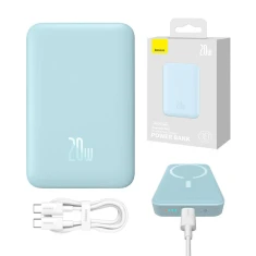 Портативное зарядное устройство Baseus Magnetic Mini with USB-C to USB-C Cable 10000 mAh 20W Blue with MagSafe (PPCX110103)