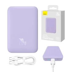 Портативное зарядное устройство Baseus Magnetic Mini with USB-C to USB-C Cable 10000 mAh 20W Purple with MagSafe (PPCX110105)