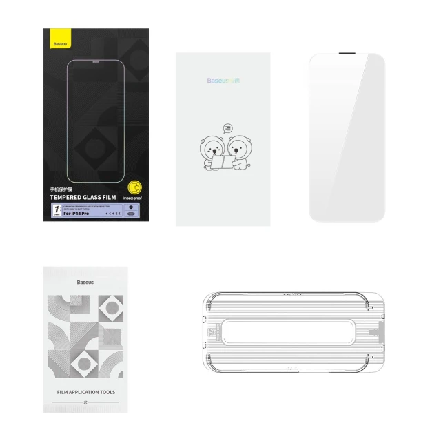 Захисне скло Baseus 0.4mm Corning HD Tempered Glass (with Speaker Cover & Dust Filter & Mounting Kit) для iPhone 14 Pro Transparent (SGKN030802)