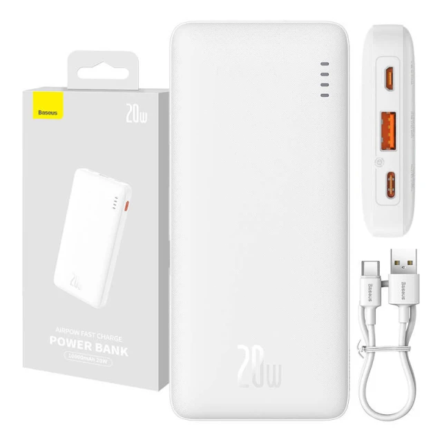 Портативний зарядний пристрій Baseus Airpow 20W 10000mAh White (PPQD090002)