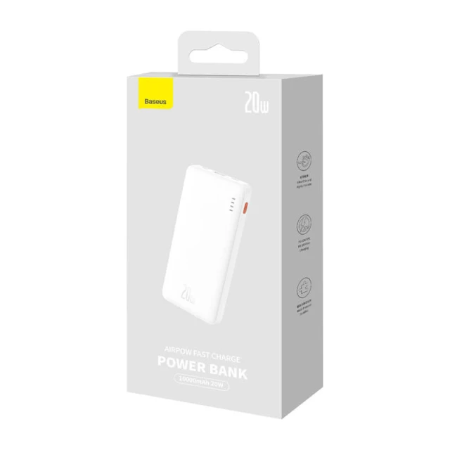 Портативний зарядний пристрій Baseus Airpow 20W 10000mAh White (PPQD090002)
