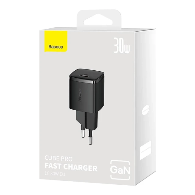 Мережевий зарядний пристрій Baseus Cube Pro 30W USB-C чорний (6932172628666)