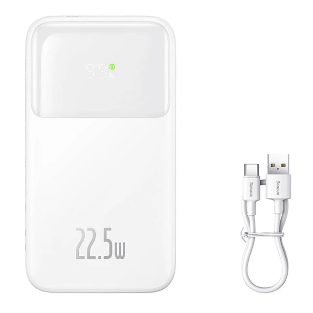 Портативний зарядний пристрій Baseus Comet with Built-In Lightning | USB-C Cable (USB-A to USB-C Cable) 10000 mAh 22.5W White (PPMD020002)