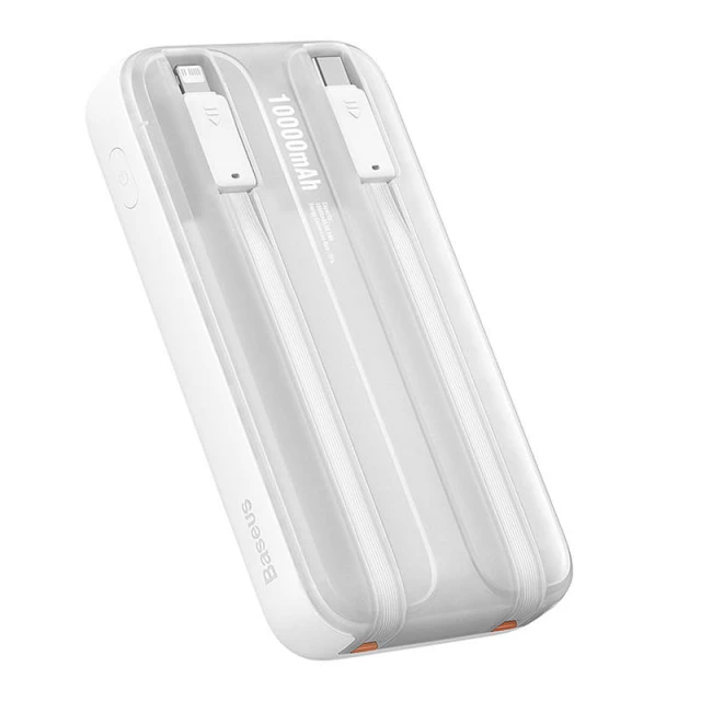 Портативний зарядний пристрій Baseus Comet with Built-In Lightning | USB-C Cable (USB-A to USB-C Cable) 10000 mAh 22.5W White (PPMD020002)