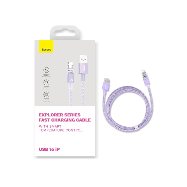 Кабель Baseus Explorer Series USB-A to Lightning 2.4A 2m White (CATS010102)