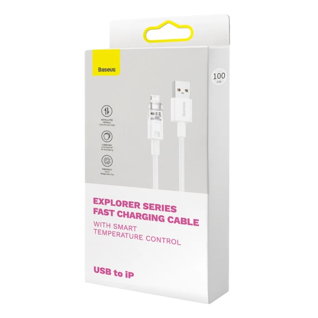 Кабель Baseus Explorer Series USB-A to Lightning 2.4A 2m White (CATS010102)