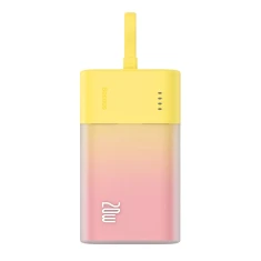 Портативное зарядное устройство Baseus Popsicle 5200mAh 20W with Built-In Lightning Cable/USB-C to USB-C Cable Yellow Pink (P10055601Y13-00)