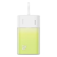 Портативное зарядное устройство Baseus Popsicle 5200mAh 20W with Built-In Lightning Cable/USB-C to USB-C Cable White Green (P10055601613-00)