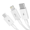 Кабель Baseus Superior Data USB-A to micro USB | Lightning | USB-C 3.5A 1m White (P10320105221-00)