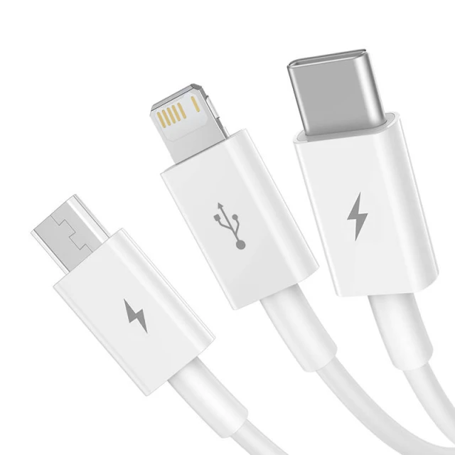 Кабель Baseus Superior Data USB-A to micro USB | Lightning | USB-C 3.5A 1m White (P10320105221-00)