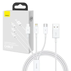 Кабель Baseus Superior Data USB-A to micro USB | Lightning | USB-C 3.5A 1m White (P10320105221-00)