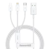 Кабель Baseus Superior Data USB-A to micro USB | Lightning | USB-C 3.5A 1m White (P10320105221-00)