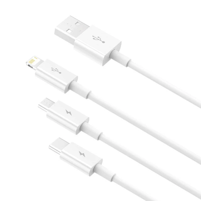 Кабель Baseus Superior Data USB-A to micro USB | Lightning | USB-C 3.5A 0.5m White (P10320105221-01)