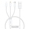 Кабель Baseus Superior Data USB-A to micro USB | Lightning | USB-C 3.5A 0.5m White (P10320105221-01)