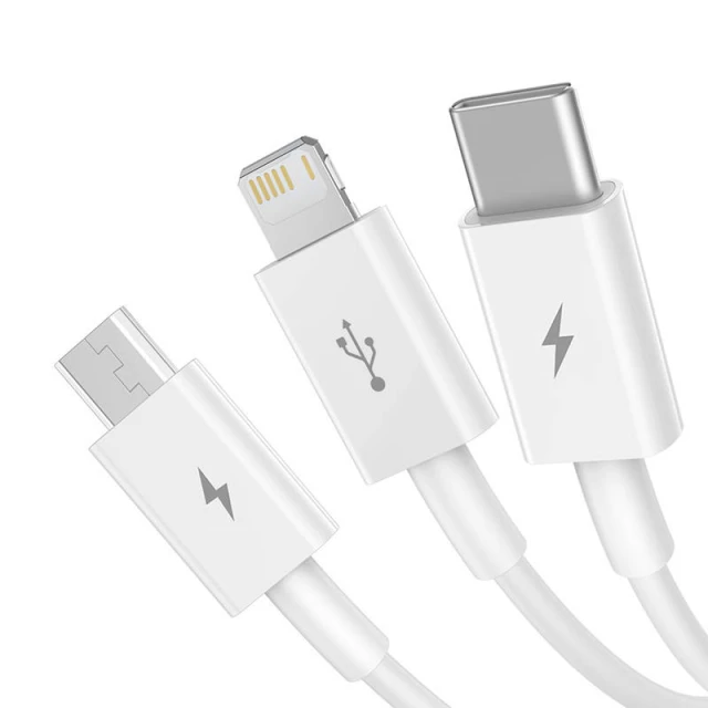 Кабель Baseus Superior Data USB-A to micro USB | Lightning | USB-C 3.5A 0.5m White (P10320105221-01)