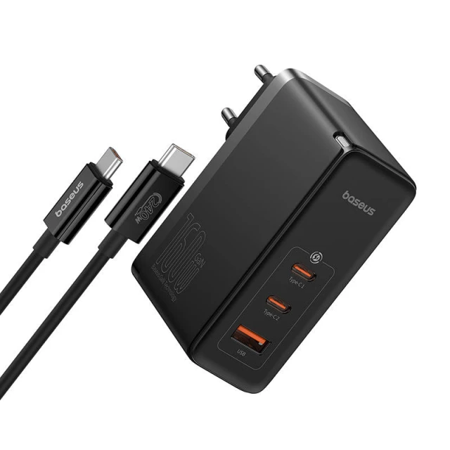 Мережевий зарядний пристрій Baseus GaN5 Pro 160W 2xUSB-C | USB-A with USB-C to USB-C Cable Black (P10110825113-00)