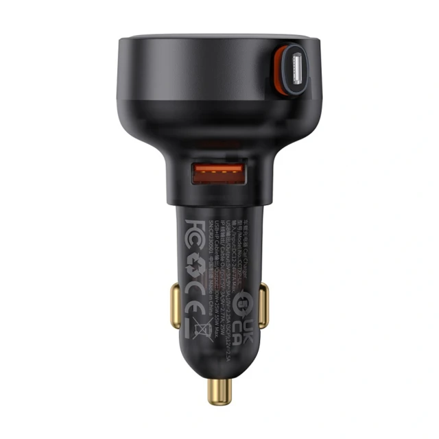 Автозарядка Baseus Enjoyment Pro 55W USB-A со сворачиваемым кабелем Lightning черная (6932172635763)