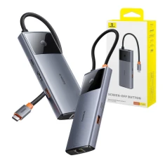 USB-хаб Baseus 6-in-1 Metal Gleam Series II USB-C to HDMI | 2x USB-A | USB-C | RJ-45 | SD/TF | USB-C PD Black (B00061802813-00)