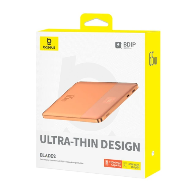 Powerbank Baseus Blade2 12000mAh 65W з цифровим дисплеєм Orange (6932172645649)