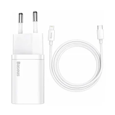 Мережевий зарядний пристрій Baseus Cube 20W PD USB-C з кабелем Baseus Superior Lightning PD 20W 1m білий (6932172645786)