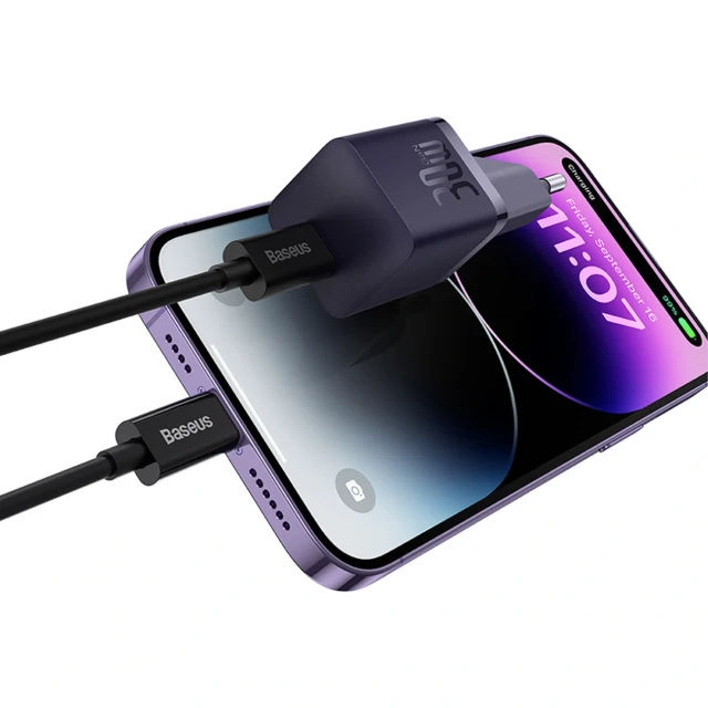 Мережевий зарядний пристрій Baseus GaN5 30W USB-C EU фіолетовий (6932172646233)