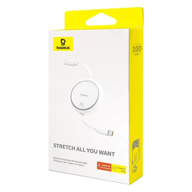 Кабель Baseus Free2Draw USB-C to USB-C PD 100W 1m White (P10364500211-00)